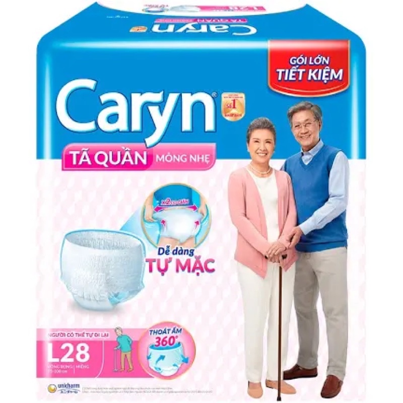 Tã quần mỏng nhẹ Caryn dễ mặc, , chống tràn dành cho người lớn size L/ XL