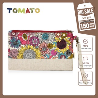 Ví zip nữ handmade Tomato Handmade, ví dài cầm tay Yooj Yim vải thô cotton, bông mếch may máy kết hợp khâu tay thủ công