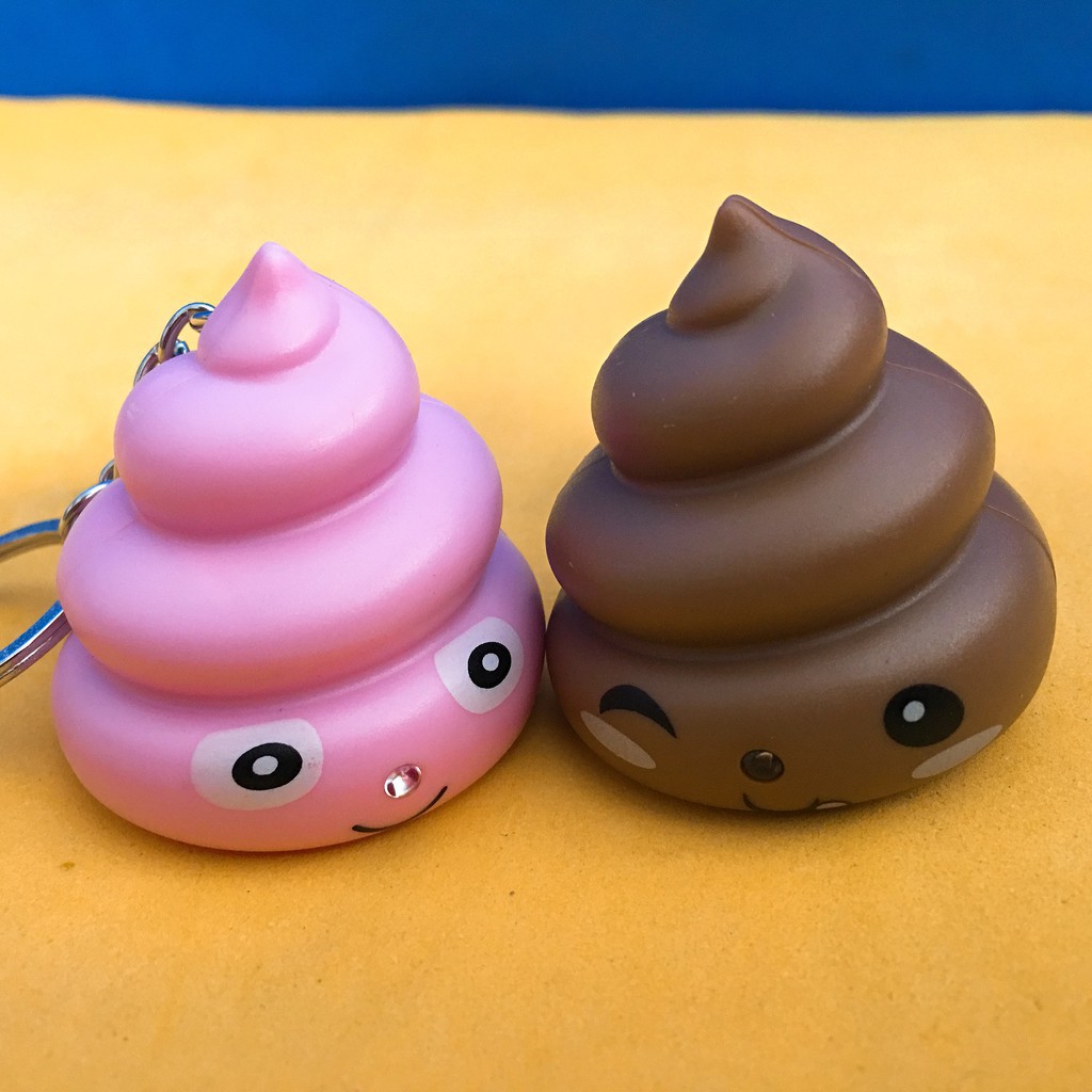 💩💩💩 Móc khóa phát sáng đèn Led hình cục Shit nhiều màu ngộ nghĩnh-Móc khoá phát sáng hình cục cứt dễ thương.