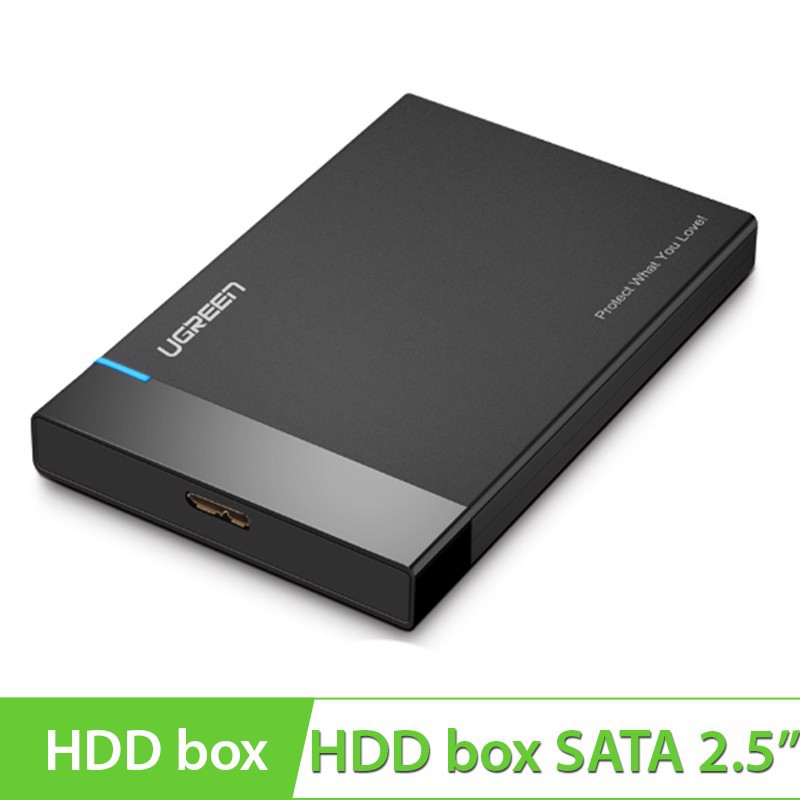 BOX 2.5" SATA HDD USB 3.0 UGREEN 30848 US221 Cao Cấp màu đen Chính Hãng US221