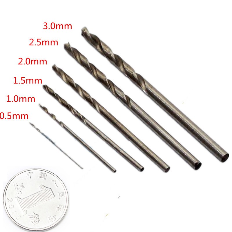 Bộ 10 mũi khoan xoắn nhỏ trục thẳng đường kính 0.5 / 0.6/0.7 / 0.8 / 1 / 1.2/1.5 /1.8/ 2 / 2.3 / 2.5/2.8/3.0/3.2/3.5MM