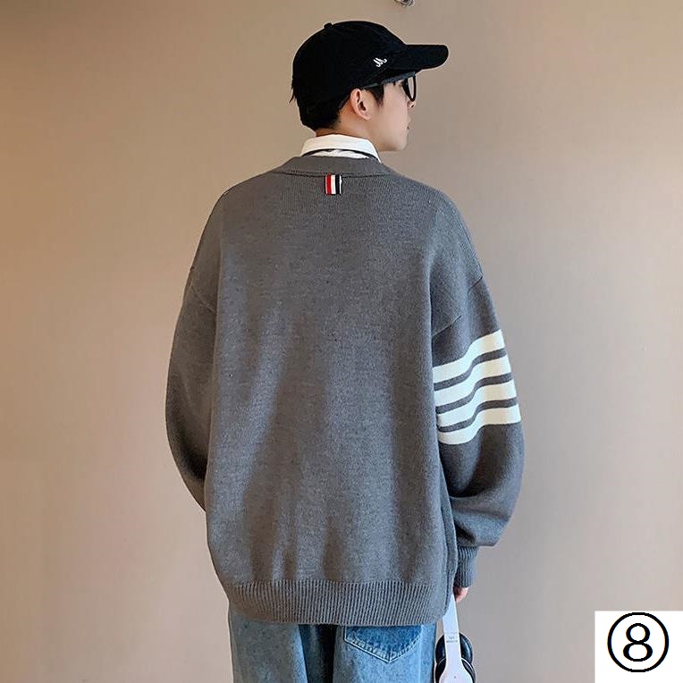 Áo Khoác Cardigan Dệt Kim Dáng Rộng Phong Cách Đường Phố Hàn Quốc Thời Trang Mùa Thu Cho Nam