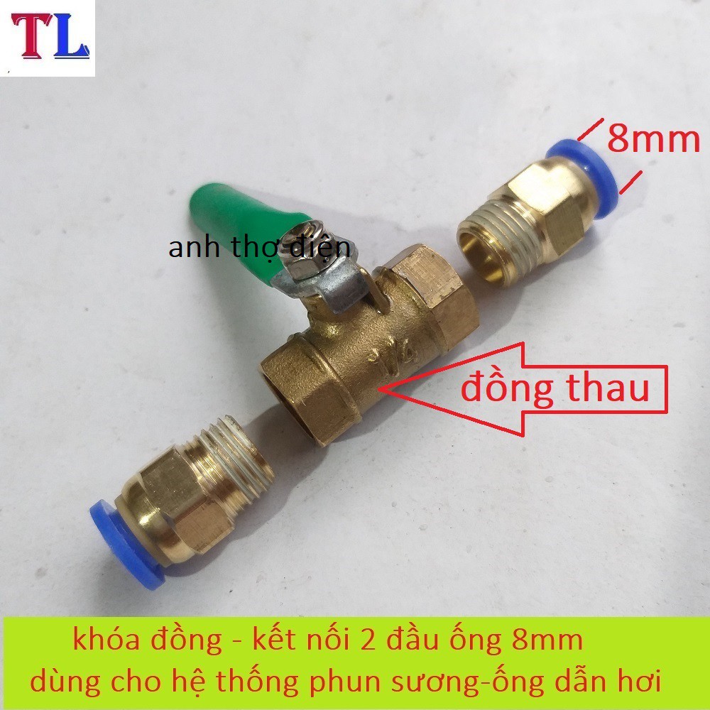 van khóa ống 8mm dùng phun sương - van khóa ống phun sương (2 đầu 8mm)