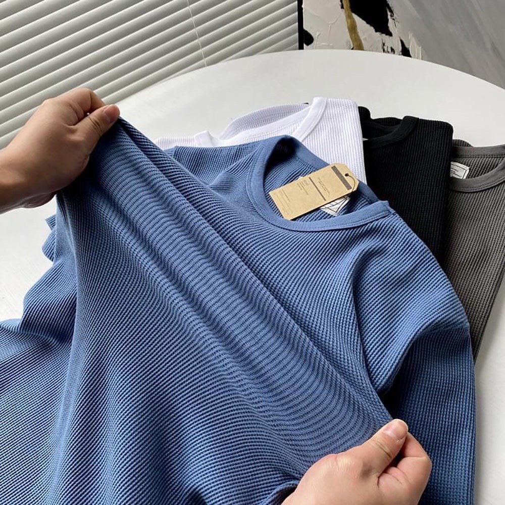 Áo thun nam cổ tròn áo phông nam chất thun cotton tổ ong xuất nhật co giãn 4 chiều - QQ SHOP