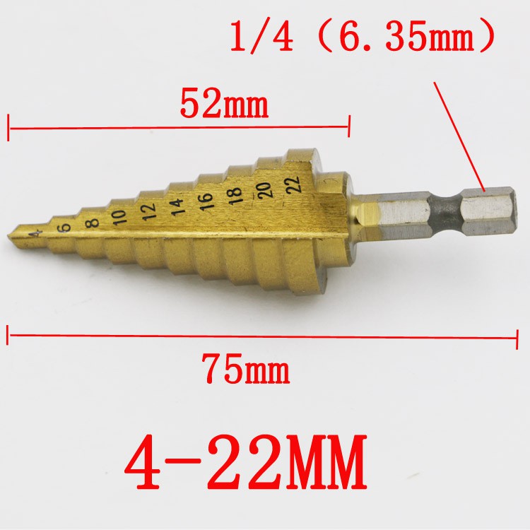 Mũi khoan bước đa năng cho máy khoan pin và điện đường kính 4-22mm- Khoan sắt,thép,gỗ,nhựa....Mũi khoan tháp đa năng