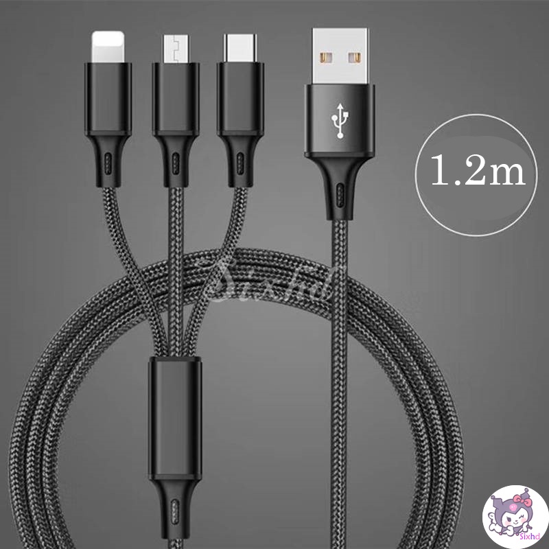 Dây cáp sạc nhanh 3 trong 1 cao cấp cho Oppo A31 A9 A5 2020 A3S A92 A52 A92S F15 A91 A8 A91 Reno 4 3 2 2f Ios Android