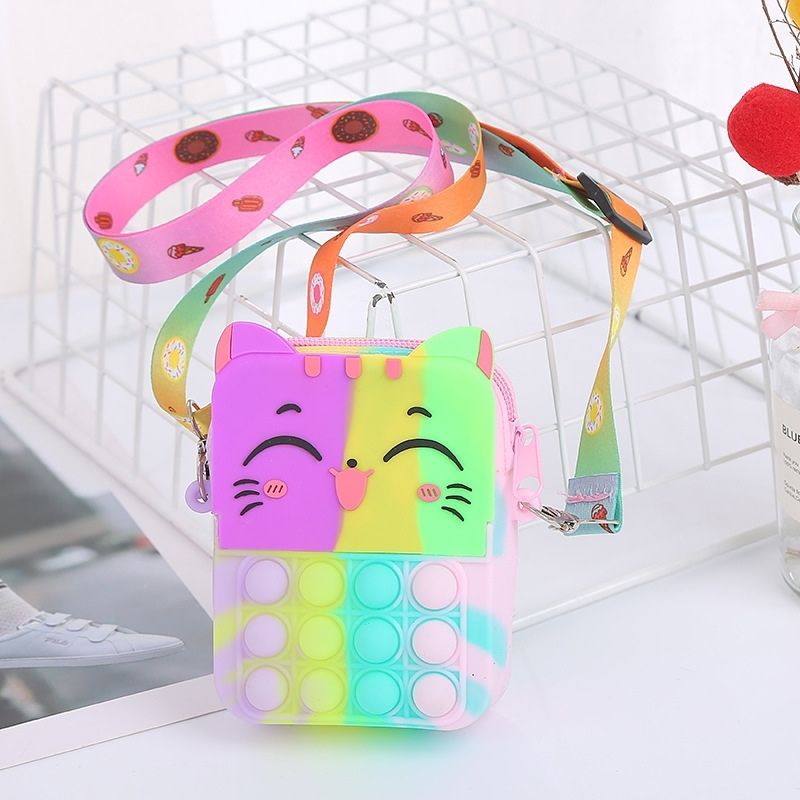 Pop it Túi AIQ Store Đeo Chéo Mèo Con dễ thương xinh xắn, Pop it Bag Túi xách kiểu đồ chơi nhấn bóp bong bóng giảm căng