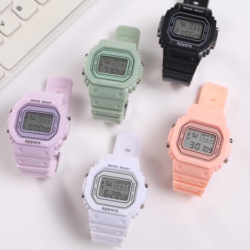 Đồng Hồ Thể Thao unisex Chống Thấm Nước Màu Sắc Kẹo Ngọt Phong Cách Hàn Quốc
