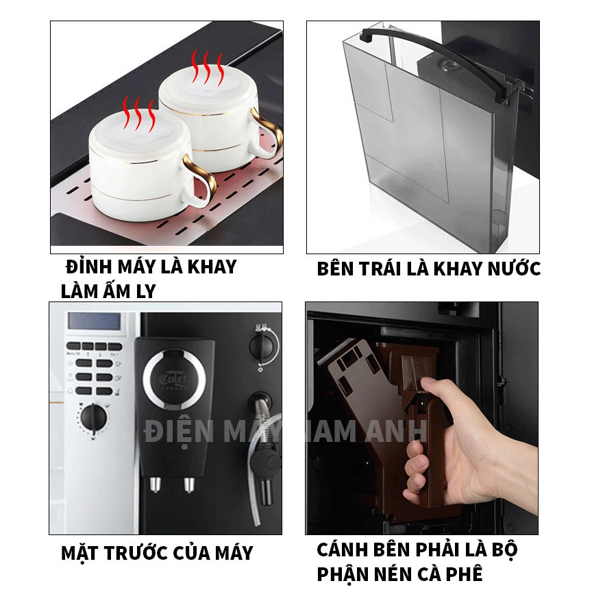 Máy pha cà phê hoàn toàn tự động từ hạt COLET, pha Americano, Cappuccino, Latte, Espresso, cà phê sạch, mộc, nguyên chất