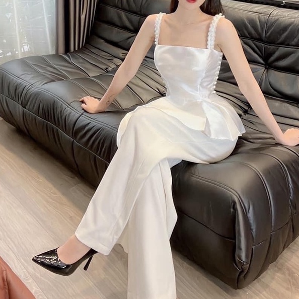 BỘ QUẦN SUÔNG+ ÁO 2 DÂY ĐÍNH CHÂU KIỂU PEPLUM 310822