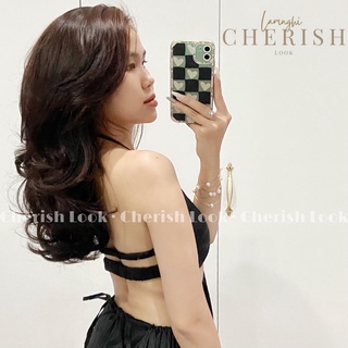 [Sẵn] Đầm Midi Đen 2D Cột Dây Khoét Eo Hở Lưng