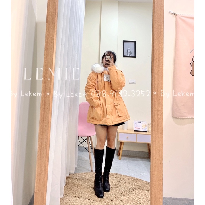 ÁO PARKA KHOÁC DÁNG TRÙM MÔNG QUẢNG CHÂU CHẤT PHAO KAKI LÓT LÔNG Lekemqc