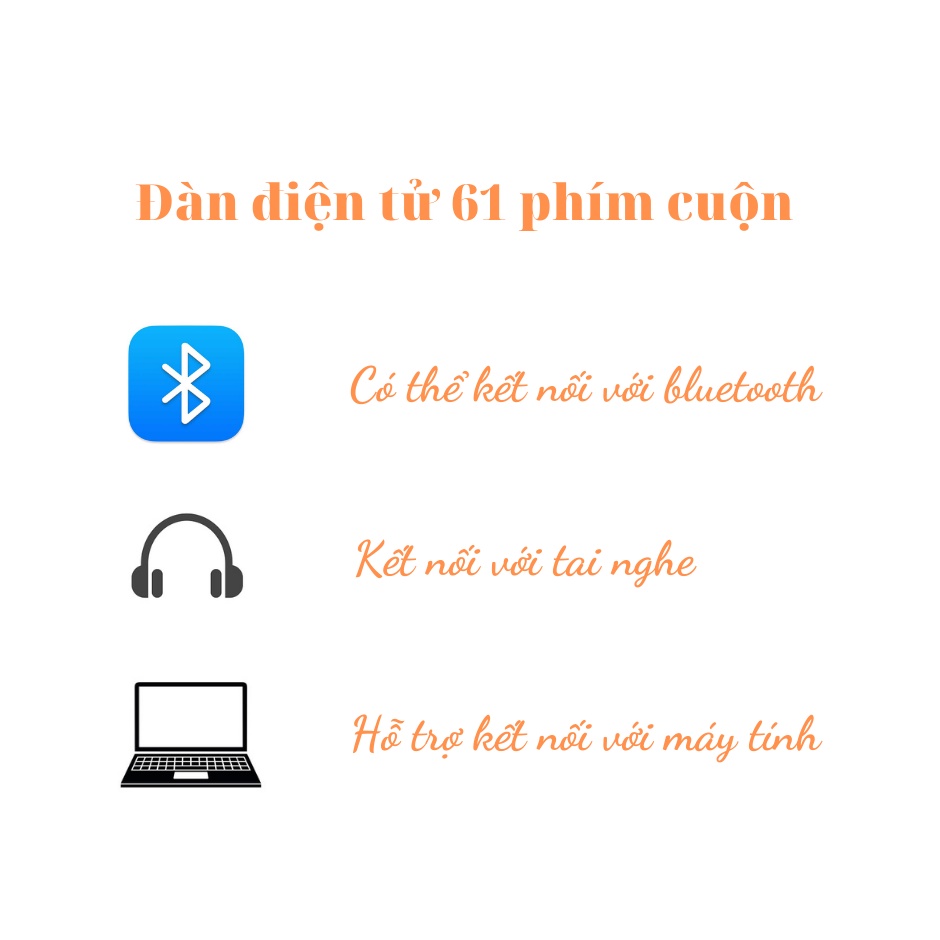 Đàn điện tử 61 phím cuộn mềm roll up piano loa kép hỗ trợ bluetooth S10