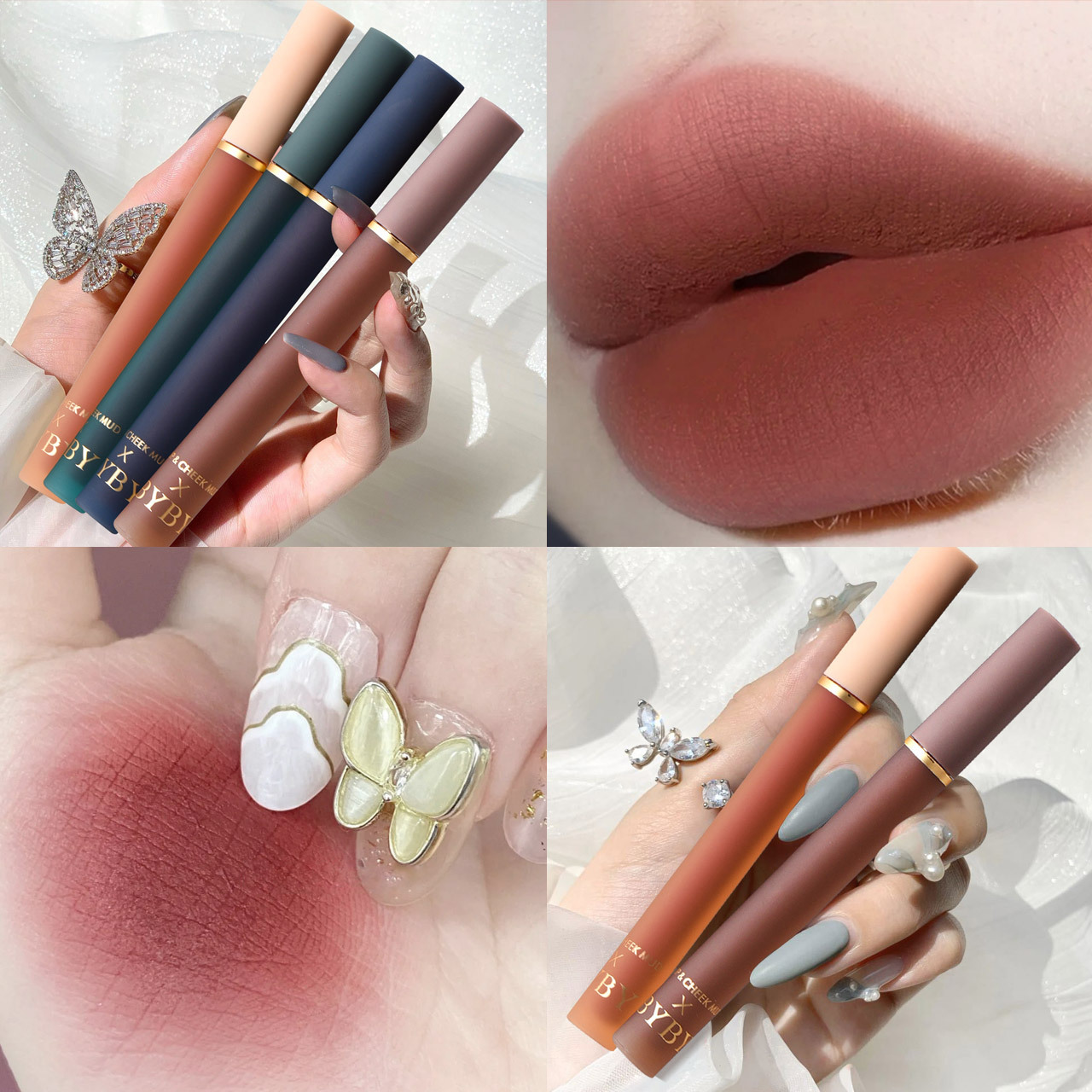 BYBY Lip Lacquer Matte Velvet Air Matte Lip Glaze Air Mist For Lips And Cheeks Dual-Purpose Lipstick