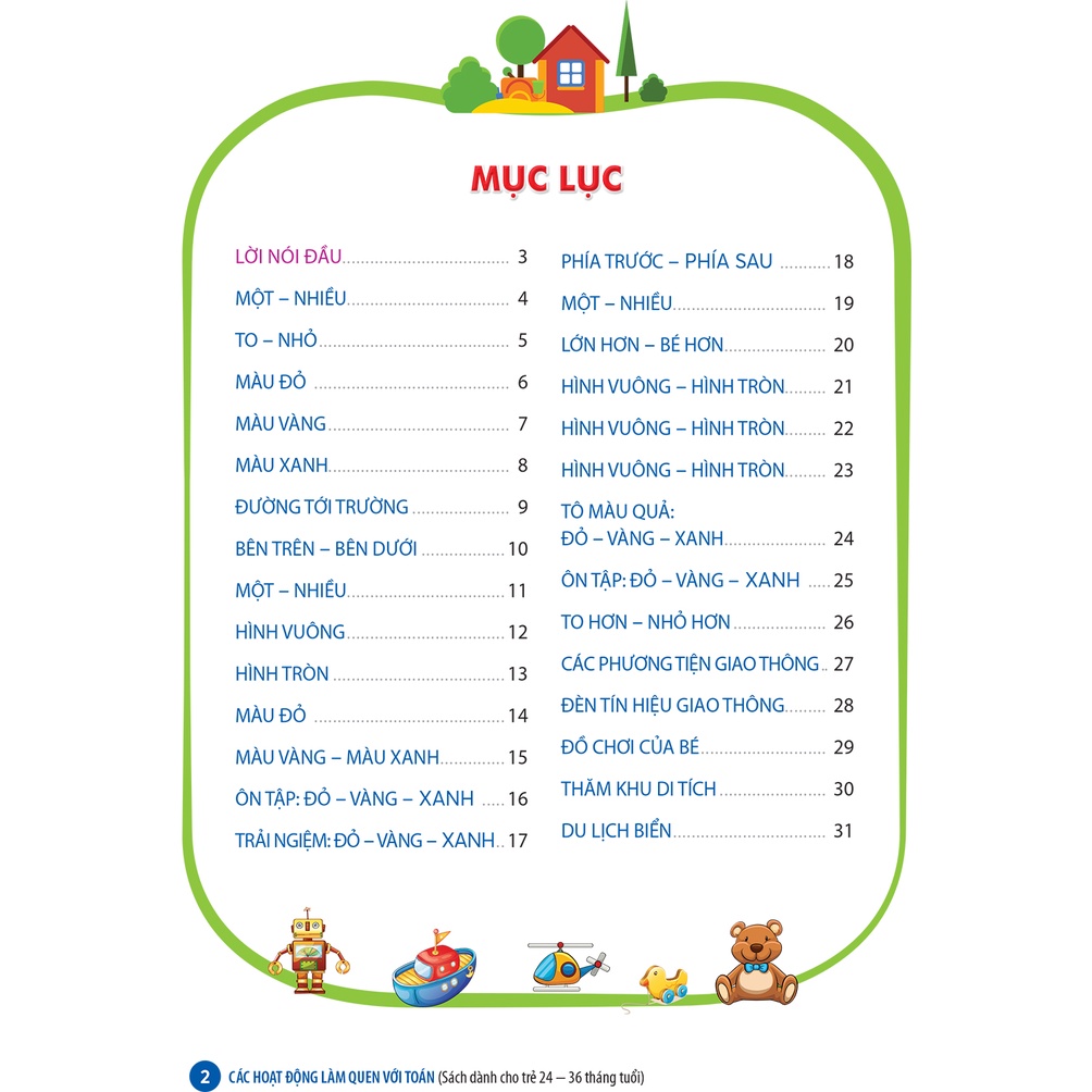 Sách Các hoạt động làm quen với Toán - Sách cho trẻ 24 - 36 tháng tuổi