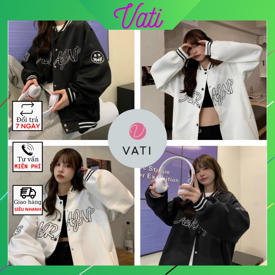 Áo Khoác Nỉ Bomber VATI Mặt Mếu In Chữ Ngực Un.Style Chất Nỉ Ngoại Cao Cấp  2 Màu (ĐEN,TRẮNG)