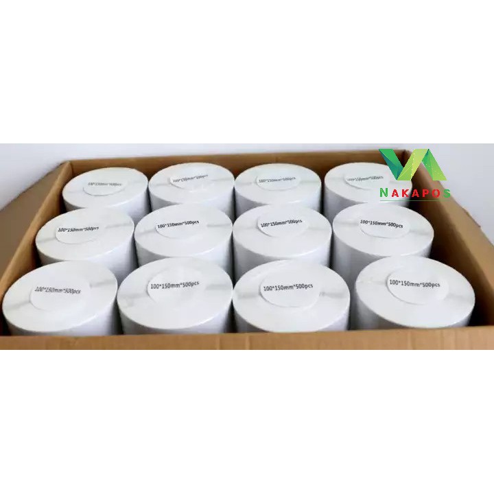 Giấy In Nhiệt 100x150 NAKAPOS Khổ A6 Cuộn 350 Tem Sẵn Lớp Dán Giấy In Đơn hàng Shopee.  [CUỘN A6]