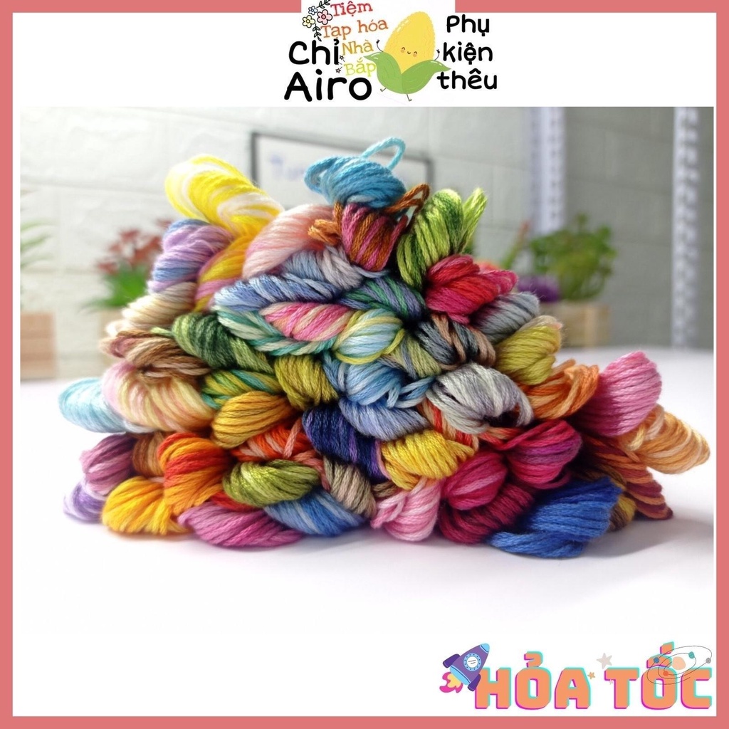 NEW Chỉ Loang Airo Tép Lẻ Full 78 Màu - Chỉ Thêu Cotton Chính Hãng Không Phai Màu [INBOX CHỌN MÀU]