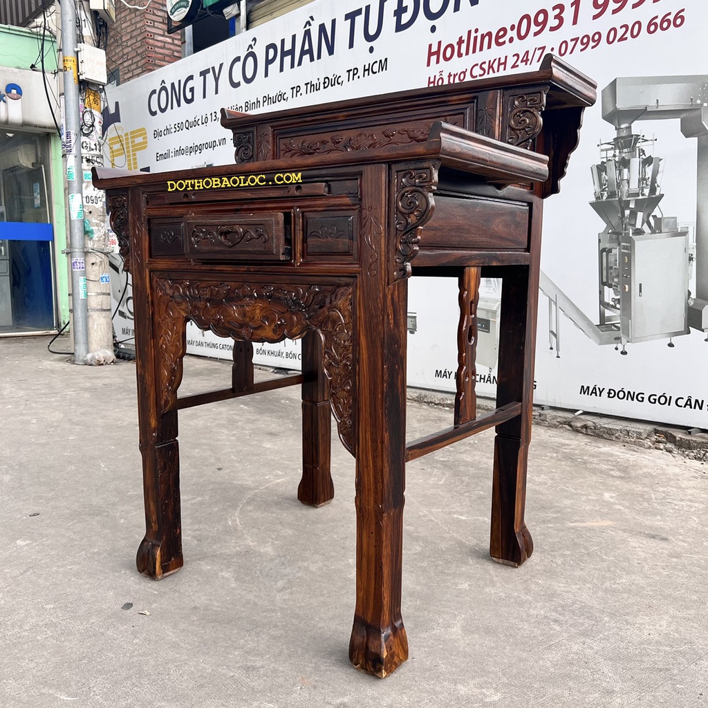 Bàn thờ gia tiên gỗ muồng 2 tầng ngang 1m07