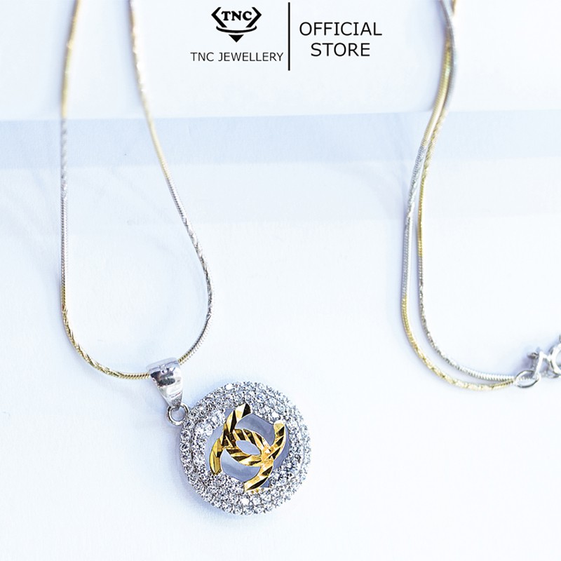 Dây chuyền bạc xi vàng đẹp sang trọng cho nữ mặt chữ X cỡ đại -Trang sức TNC Jewellery