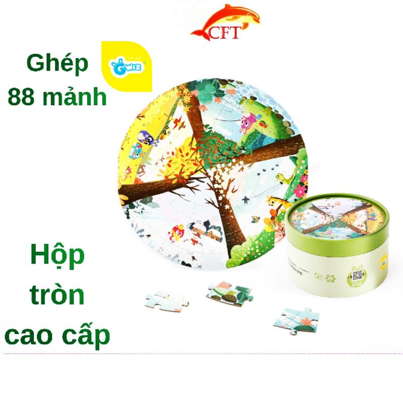 Xếp hình cho bé từ 3 tuổi bộ ghép hình puzzle hãng Gwizz 88 miếng ghép tạo bức tranh Xuân Hạ Thu Đông