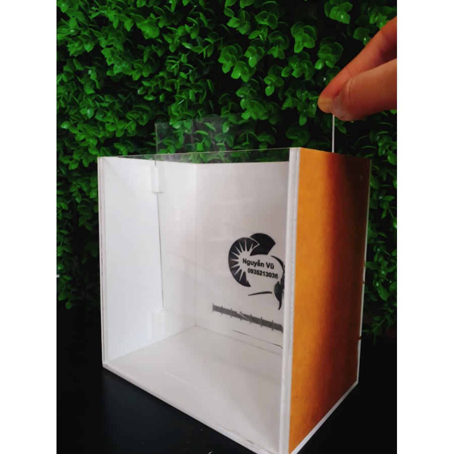 Hồ show cá 2 ngăn acrylic 15x12x17cm siêu trong cao cấp / bể show cá; keo show cá guppy, betta