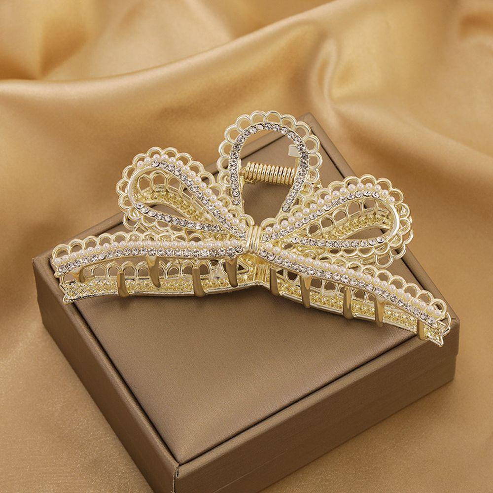 Kẹp Tóc Đính Nơ Màu Ngà Phong Cách Vintage Thanh Lịch Dành Cho Nữ Giá Đỡ