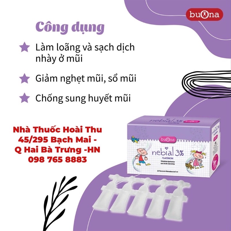 [Mã 267FMCGSALE giảm 8% đơn 500K] [Kèm Quà tặng ] Dung dịch nhỏ mũi Nebial 3% Flaconcini(hộp 20 ống 5 ml)