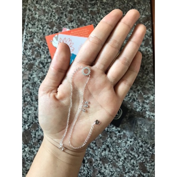 Lắc chân nữ bạc ta THJ- Lắc chân biển xanh treo đá nữ tính