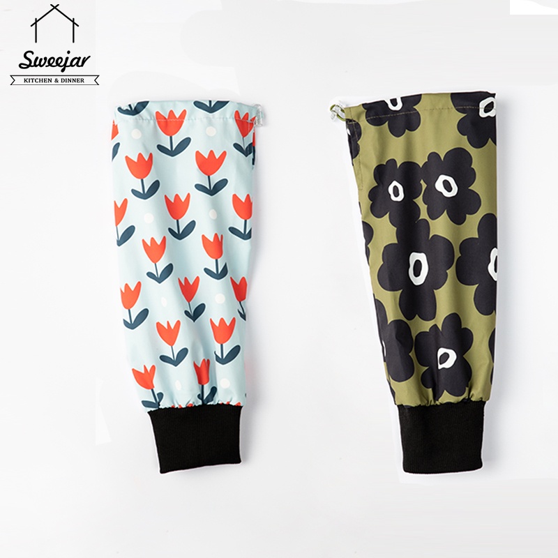 SWEEJAR Găng ống tay nấu ăn  bằng polyester chống nước chống dầu có thể điều chỉnh