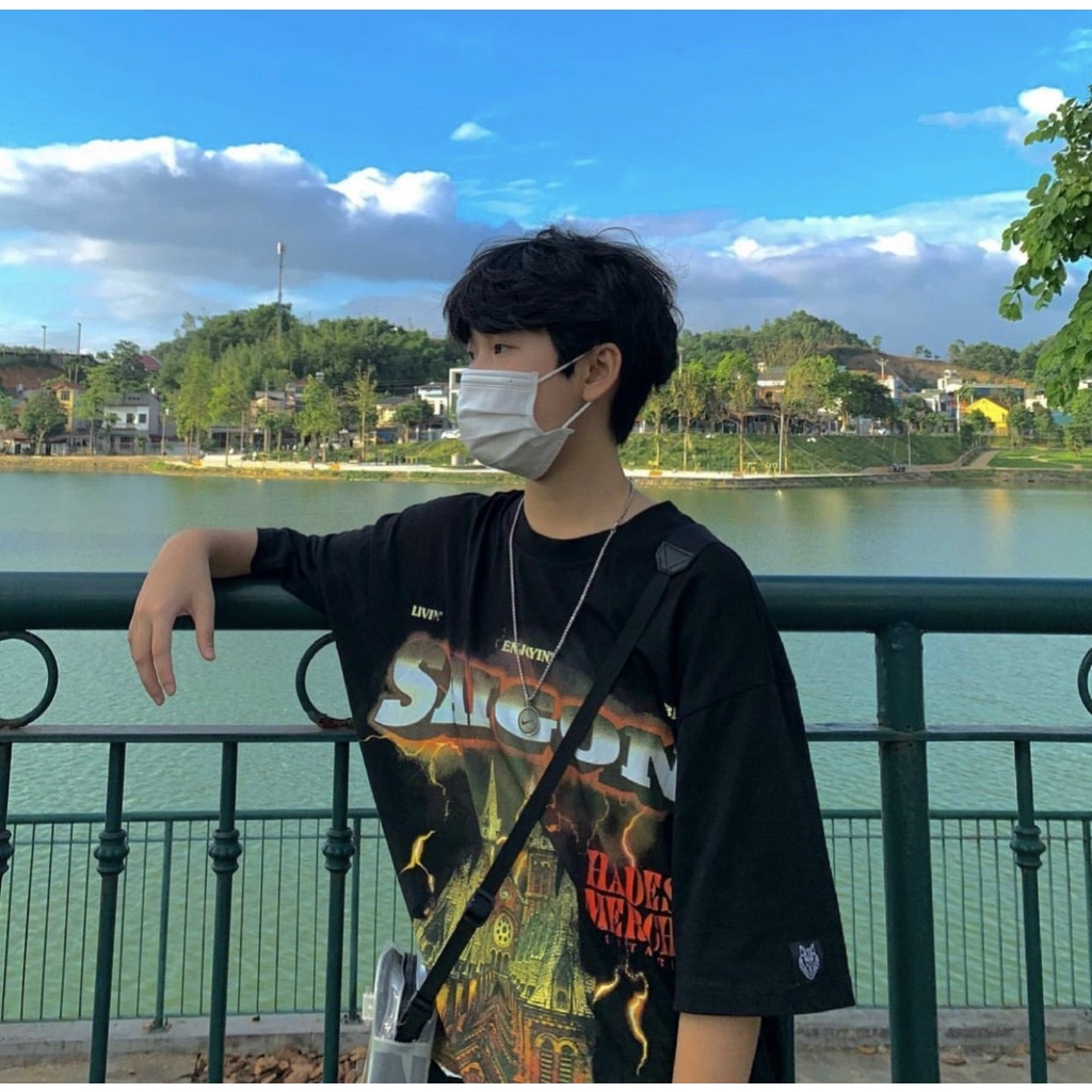 Áo thun Hades Saigon Spirit Black Tee nam và nữ 40kg-95kg, vải cotton dày mịn , Thời trang Unisex HCM AL143