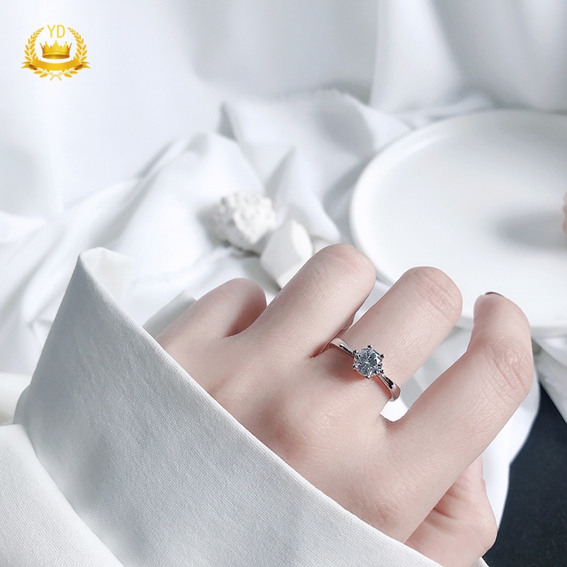 Nhẫn đính hôn khảm kim cương giả sang trọng thanh lịch cho nữ YR HB