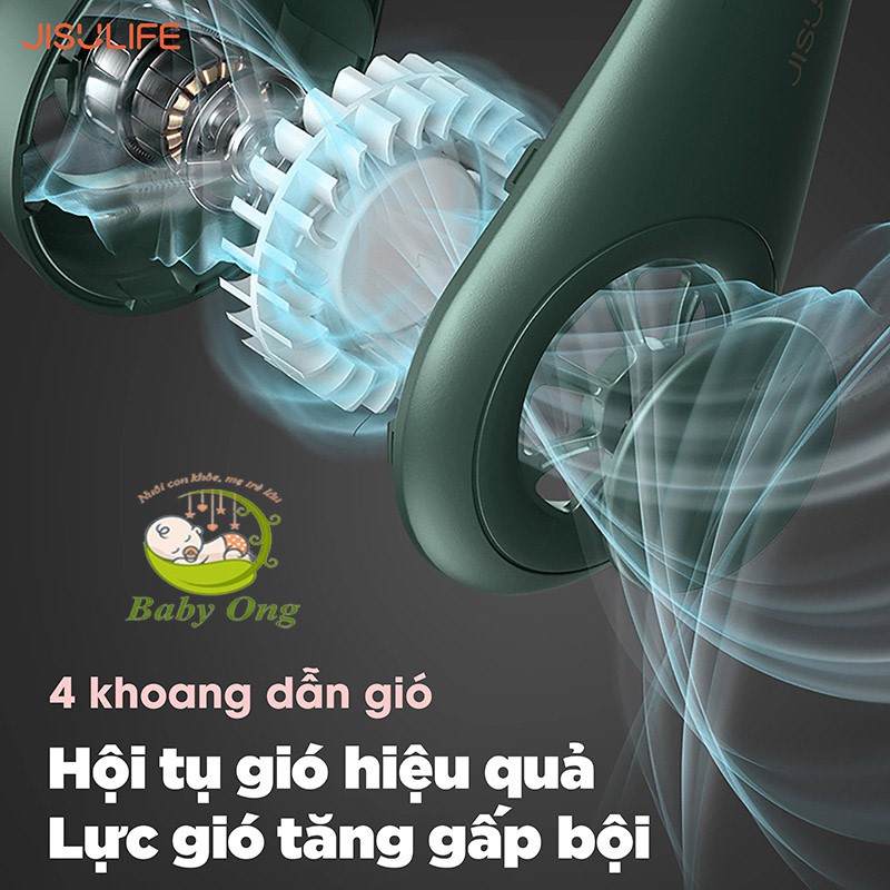 Quạt Mini Đeo Cổ KhôngCánh Jiusulife FA12 - Biên Độ Thổi Rộng 360 Độ, Kết Cấu Dẫn Gió Dốc Nghiêng Tạo Cảm Giác Mát Mẻ