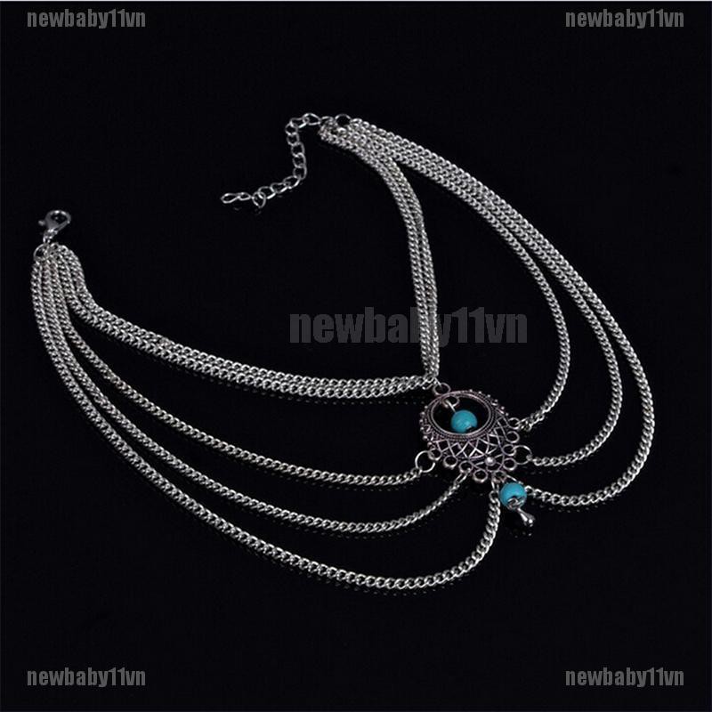 Lắc Chân ĐíNh Đá NgọC Lam Phong CáCh Boho