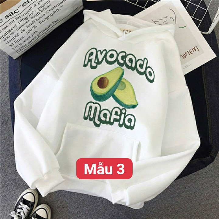 Áo hoodie các mẫu nửa quả bơ chất nỉ bông dày siêu ấm