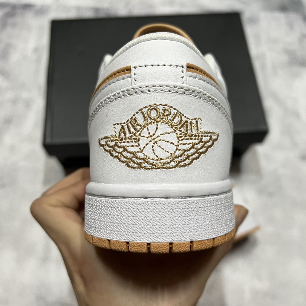 [KELLY SNEAKERS] Giày Thể Thao Sneaker Jordan 1 Low Vàng Đất  &quot;WhiteHemp&quot;  Hàng Cao Cấp (Ảnh Thật + Hàng Sẵn)