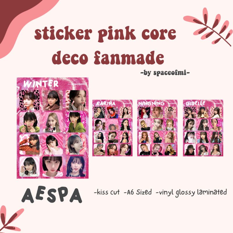 Hình Dán Trang Trí Lõi Màu Hồng core Handmade aespa | Hình Dán Dễ Thương aespa kpop Hôn Nhau Bởi spaceofmi♡‿♡ | Bắt đầu mùa Đông karina giselle