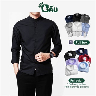 Áo sơ mi nam Gấu 194 cổ trụ - tàu tay dài vải coton lụa mềm co dãn, ít nhăn - form slimfit sang trọng cao cấp