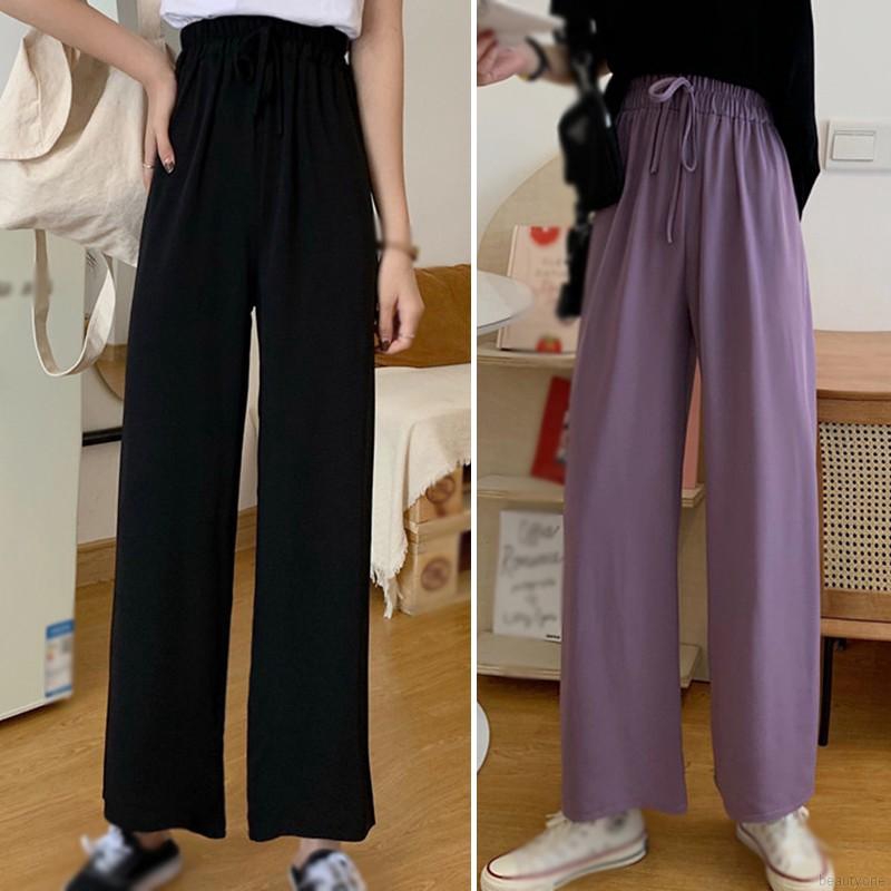 Quần dài ống rộng lưng cao phong cách trẻ trung cho nữ | BigBuy360 - bigbuy360.vn