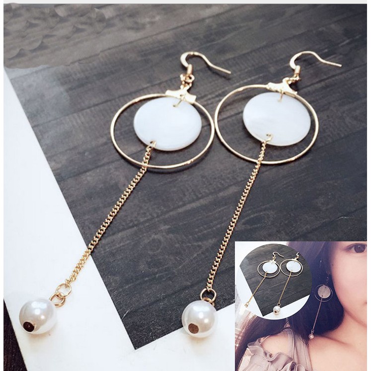 Bông tai hình tròn dáng dài trẻ trung BT105