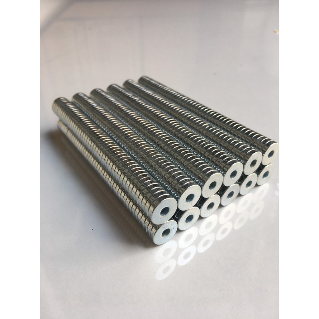 Nam Châm Vĩnh Cửu Cực Mạnh Ø12x2mm Lỗ M4 - Mã N35 Nam Châm Câu Cá Nhựa