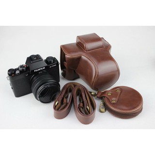 Túi da sang trọng cho Fujifilm X-T100 XT100 với ống kính 15-45mm