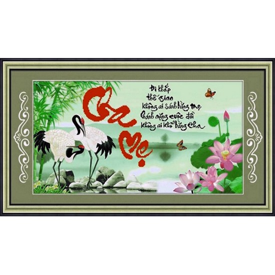 Tranh đính đá Cha mẹ Df067 75x43cm