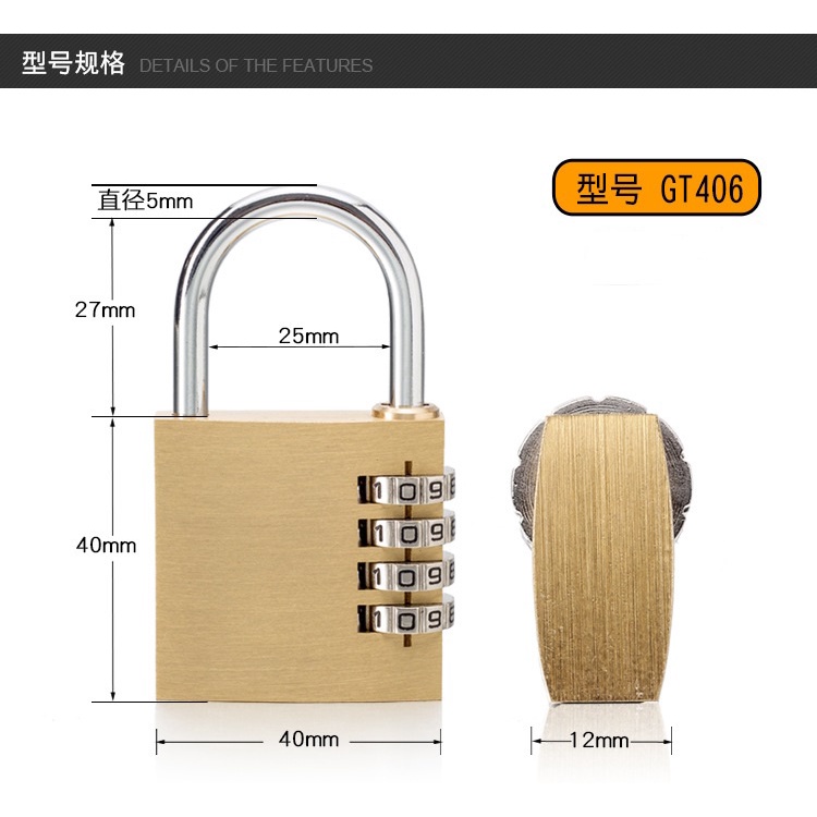 Ổ khóa 4 số bằng đồng thau cao cấp chống gỉ, chống nước