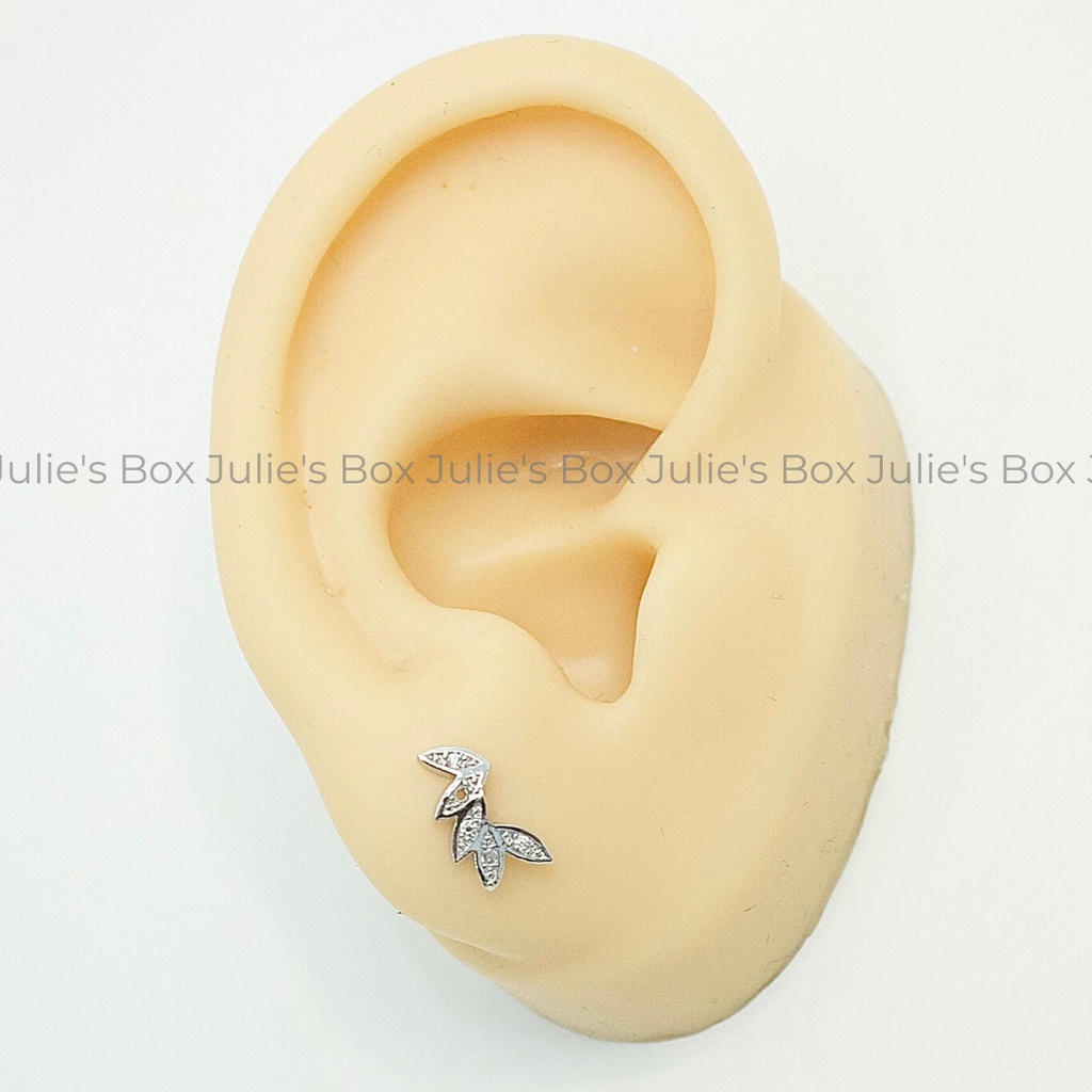[1 Chiếc] Khuyên Tai Vành Tai Hình Lá Cây Xỏ Unisex Titanium Không Đen Không Ngứa Không Dị Ứng julies box