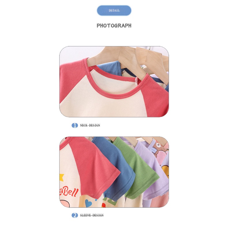 SANITKUN Đầm ngủ 100% cotton tay ngắn in họa tiết hoạt hình phong cách Hàn Quốc đáng yêu thời trang dành cho bé gái