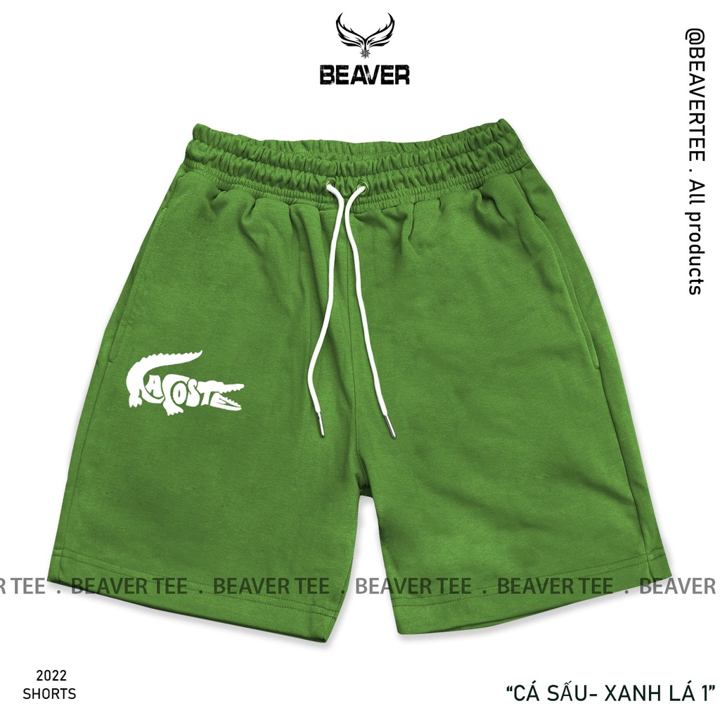 Set thun áo trắng/ quần xanh lá 1 Beaver Tee CÁ SẤU Local Brand tay lỡ form rộng nam nữ Unisex Freeship Extra