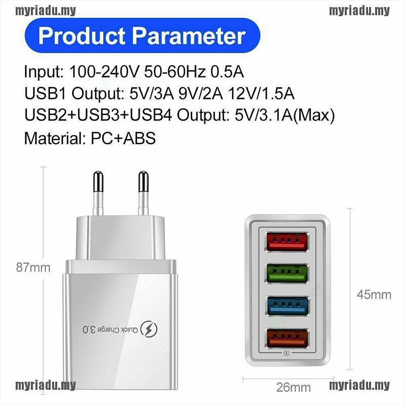 Đầu Sạc Nhanh Chia 4 Cổng Usb 3.0 5v