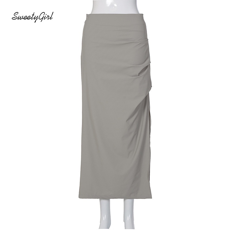 Chân Váy Maxi Lưng Cao Dáng Rộng Màu Sắc Trơn Kiểu Dáng Thể Thao 2022