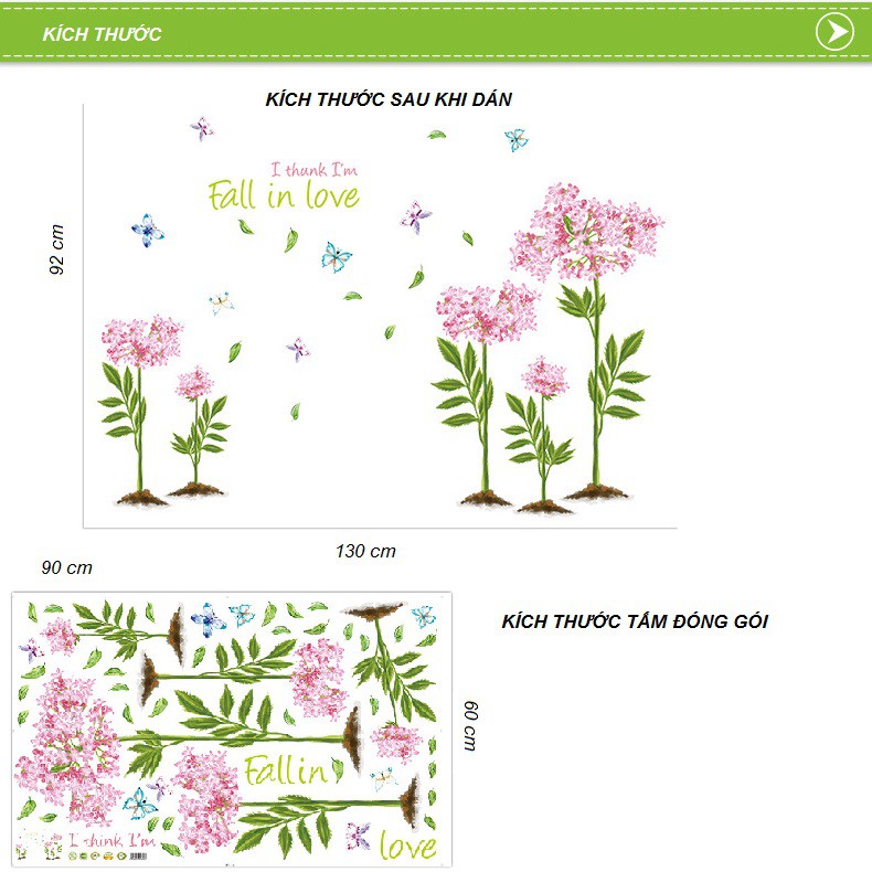 Decal dán tường Hoa mùa xuân lãng mạn dán phòng cưới phòng ngủ AmyShop DH096 ( 92 x 130 cm)